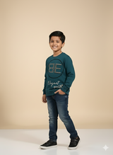 Boys Teal Green "Elegant Youth" Graphic Sweatshirt