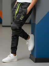 Boys' Dark Grey Camouflage Fleece Joggers.