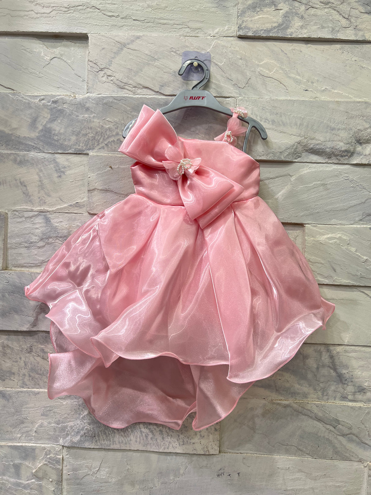 "Pink Baby Dress with Elegant Bow – Perfect for Special Occasions"