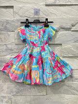 Girls printed floral Cotton Dress – Multicolor