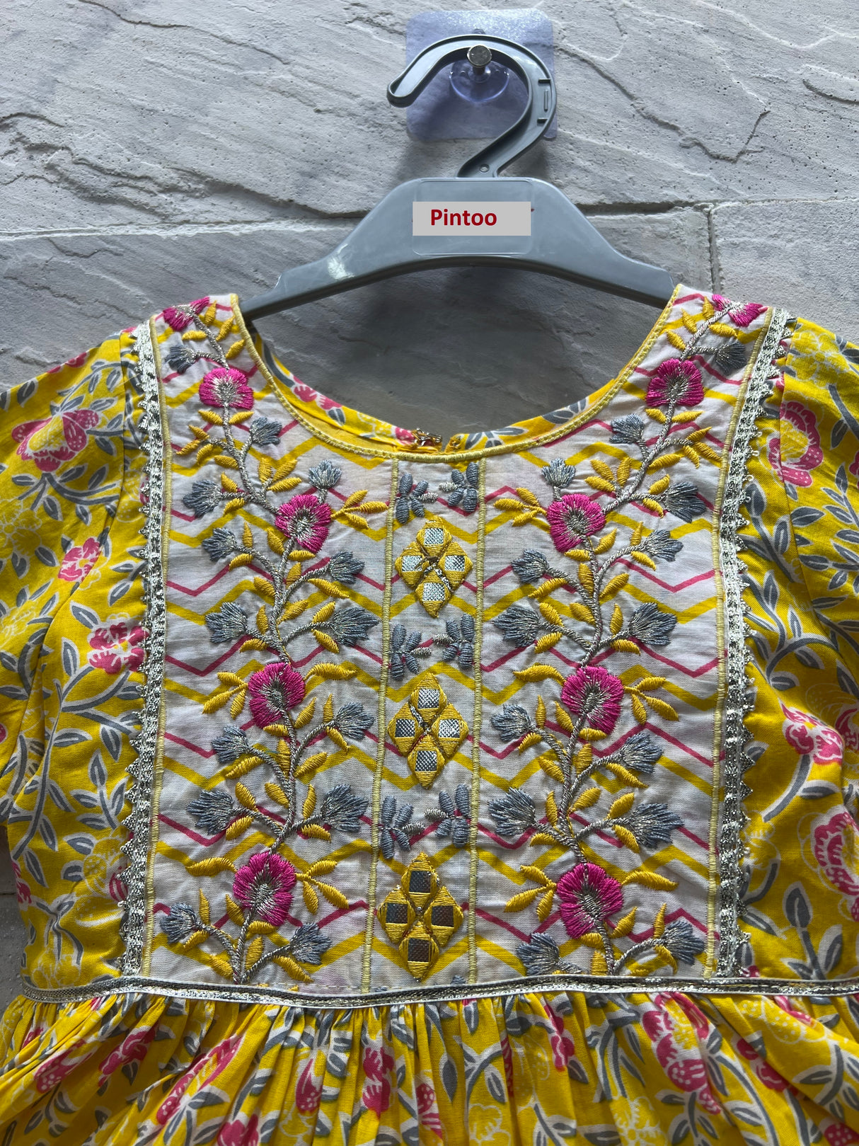 Girls' Yellow Floral Ethnic Set with Sharara & Dupatta
