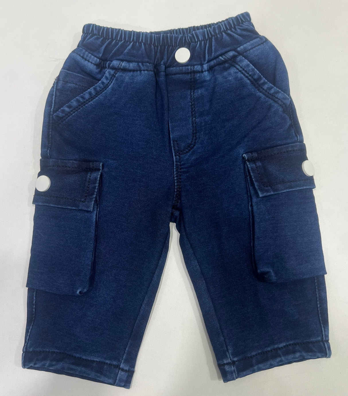 Kids Denim Cargo Jogger Pants - Blue