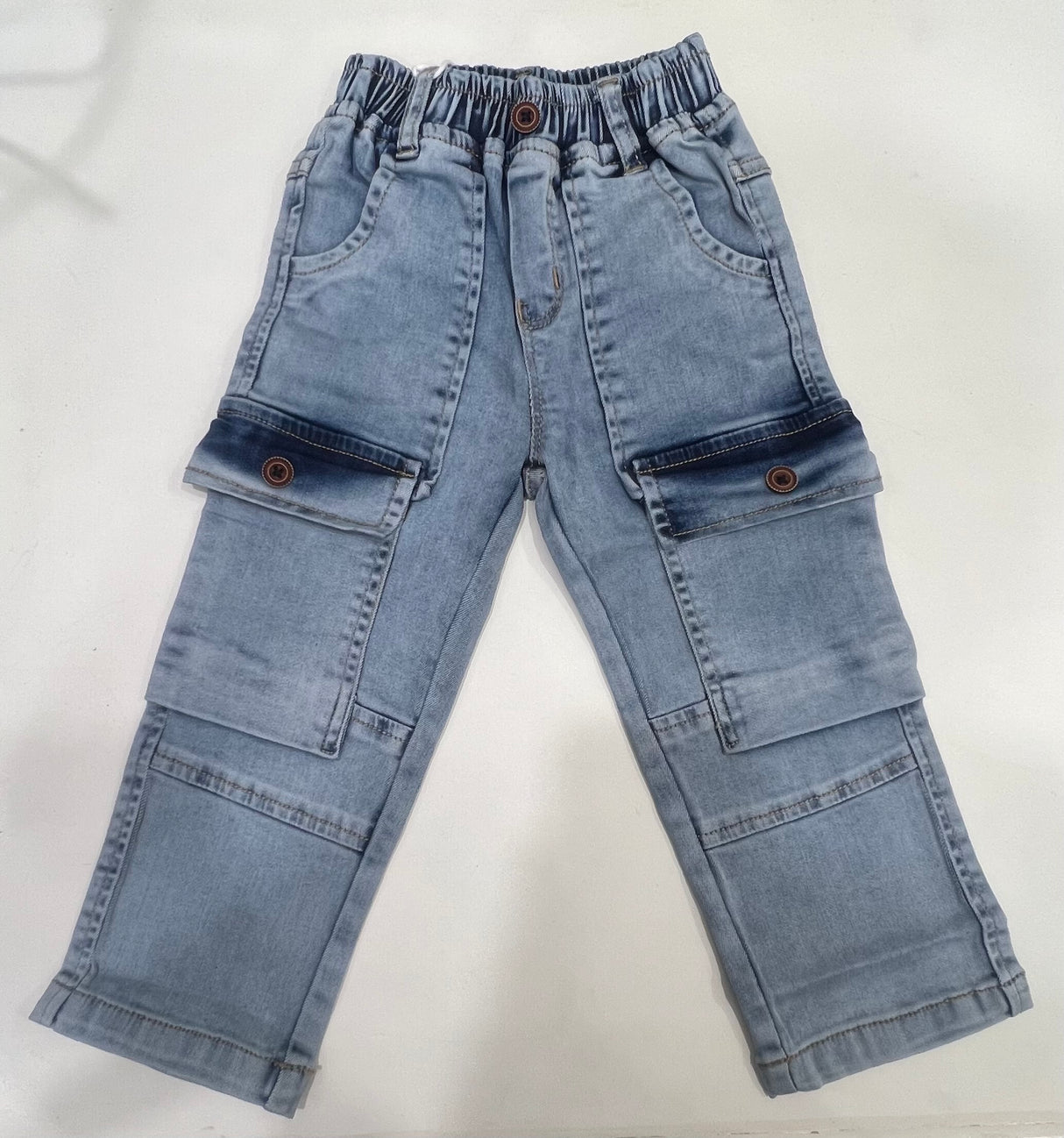 Kids' Light Blue Denim Cargo Pants