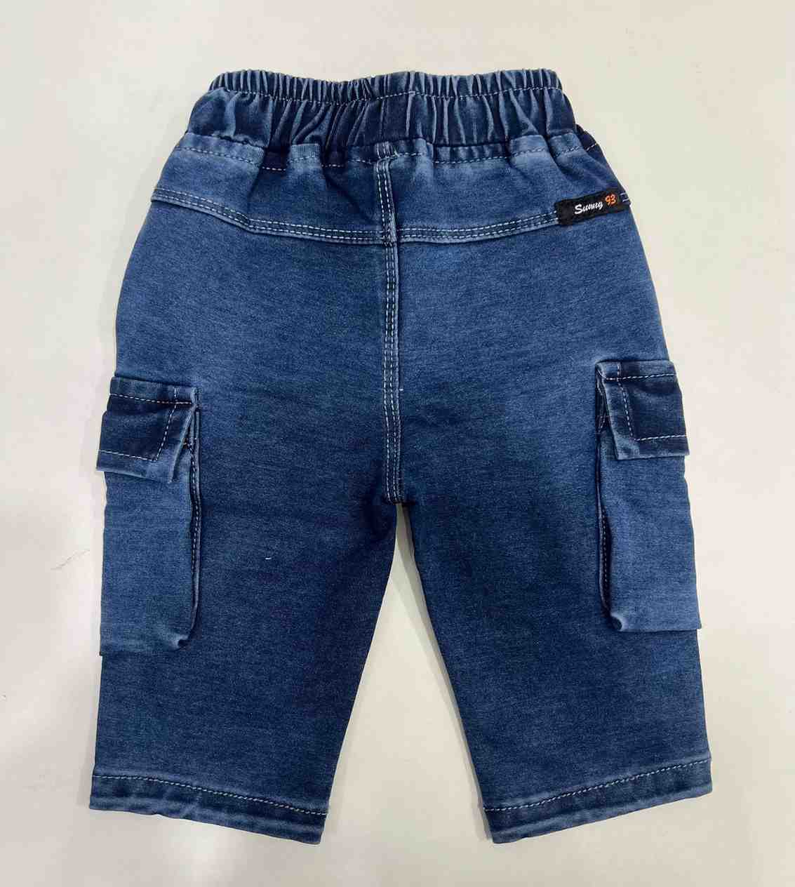 Kids Denim Cargo Jogger Pants - Light Blue