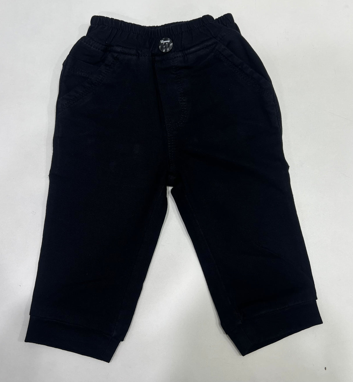 Boys' Black Stretch Cotton Pants – Casual Slim Fit Trousers
