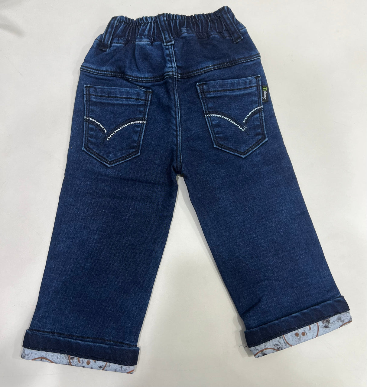 Boys' Stretchable Blue Denim Jeans – Cuffed Slim Fit Jeans