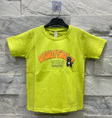 Kids' Dinosaur World Graphic T-shirt – Neon Green with Dino Print