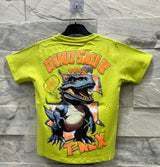 Kids' Dinosaur World Graphic T-shirt – Neon Green with Dino Print