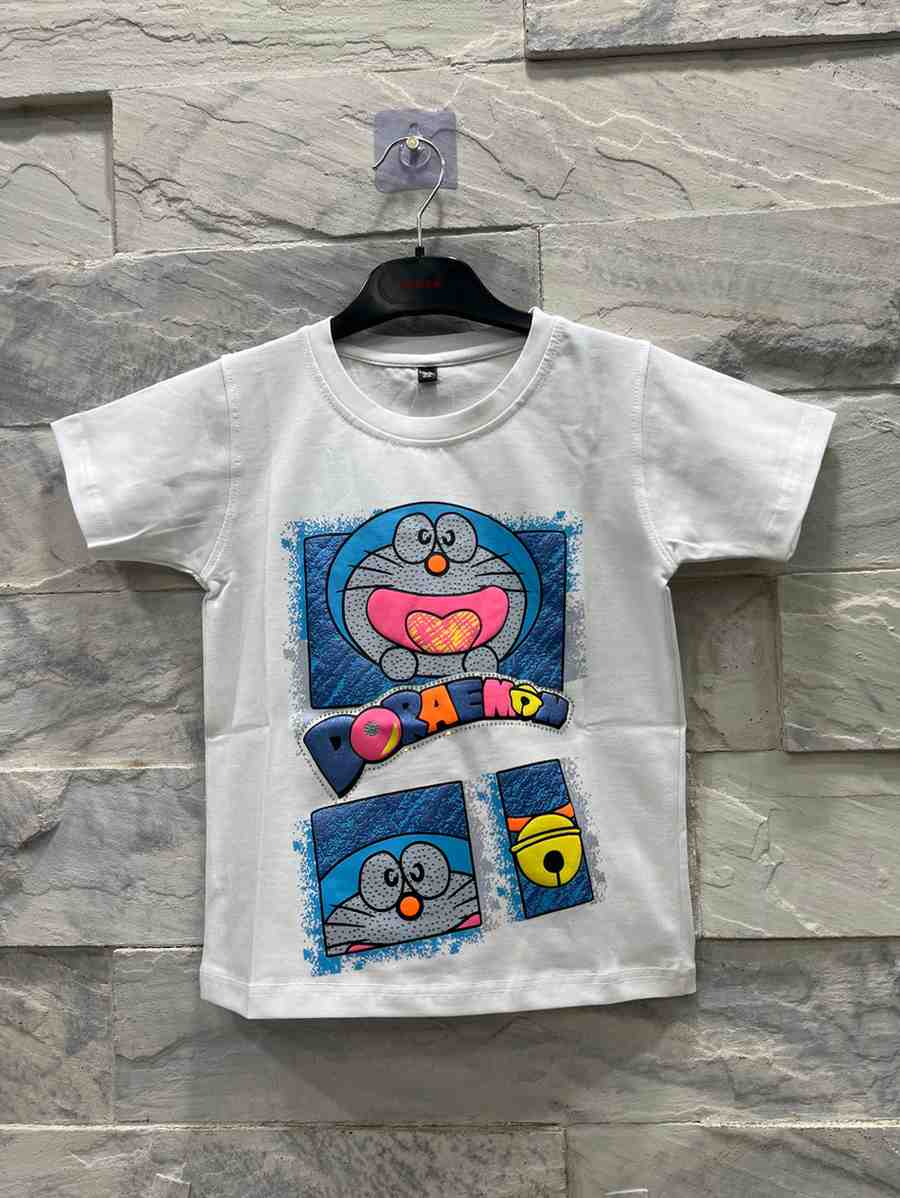 Kids Cartoon Print T-Shirt – Doraemon Design (White)
