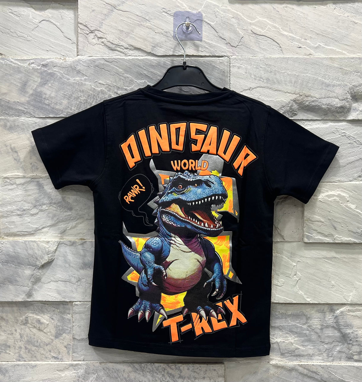 Boys' Black Dinosaur Graphic T-Shirt – Dino World Print Tee