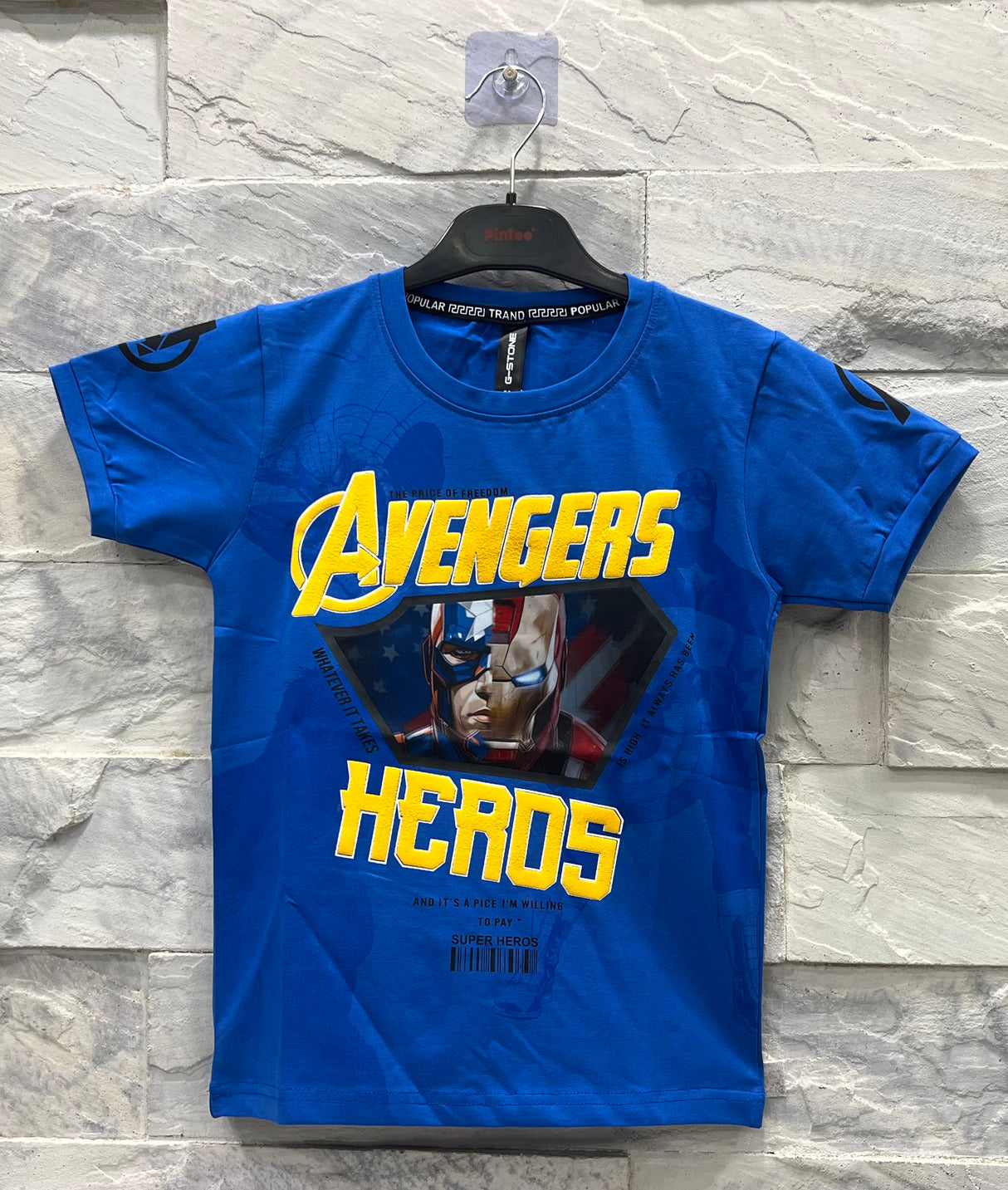 Kids’ Avengers Graphic T-shirt – Blue with Captain America Print