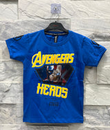Kids’ Avengers Graphic T-shirt – Blue with Captain America Print