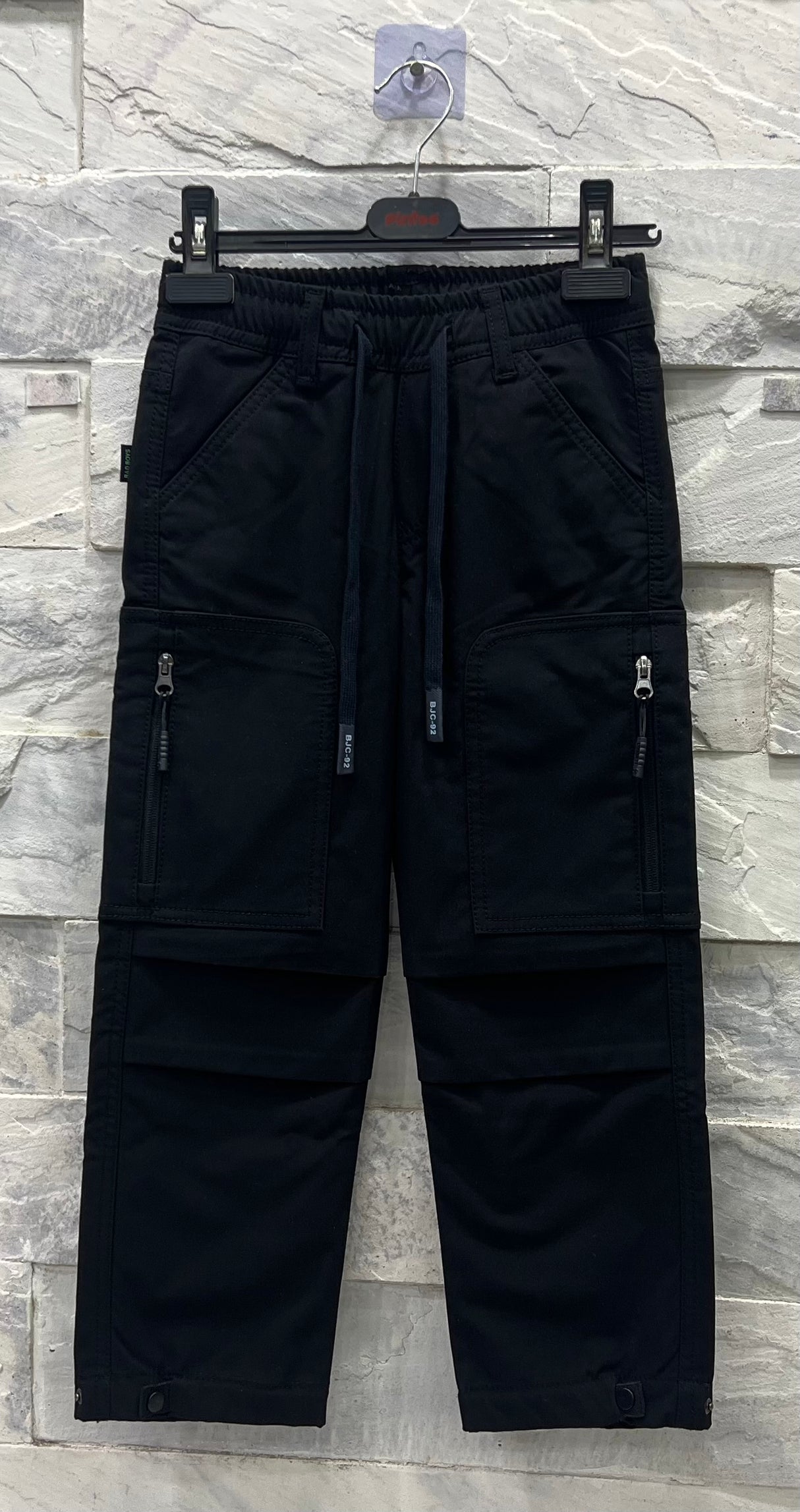 Boys' Black Utility Cargo Jogger Pants – Stylish & Comfortable Everyday Wear