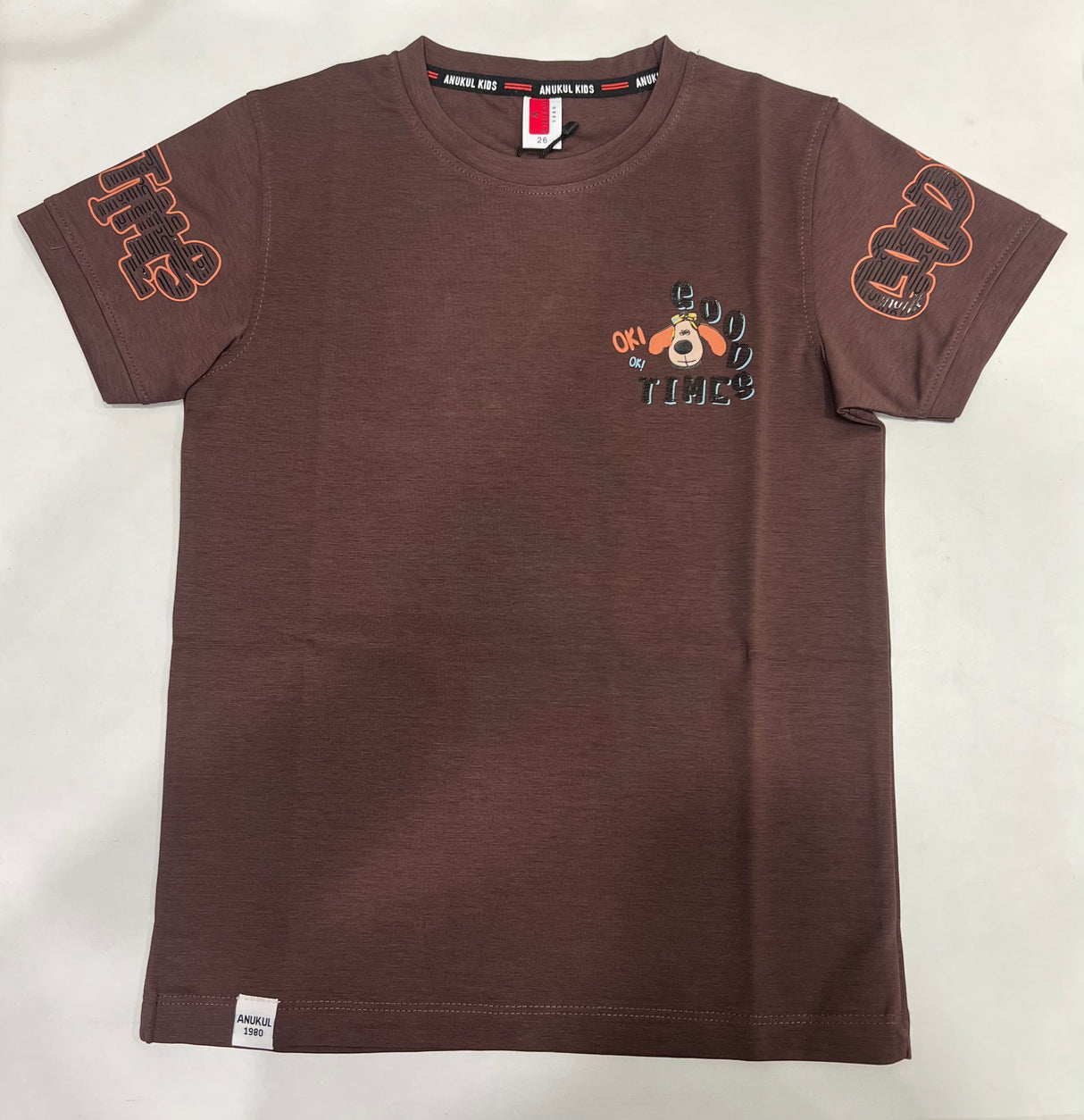 Kids Brown "Good Times" Cartoon Bear printed T-Shirt