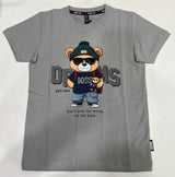 Kids Grey Cool Bear Graphic T-Shirt