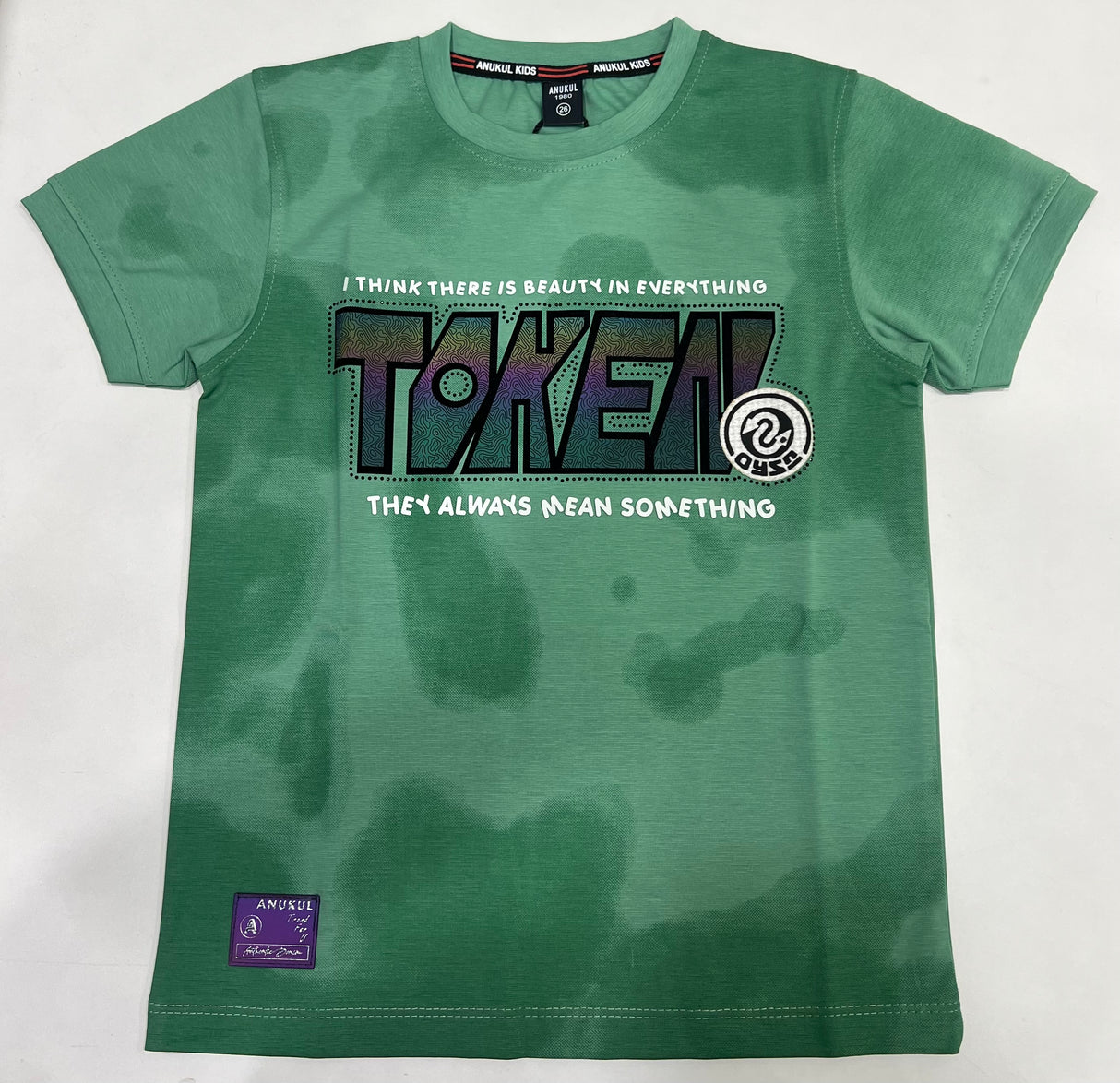 Boys Green Printed Cotton Blend Regular T-Shirt
