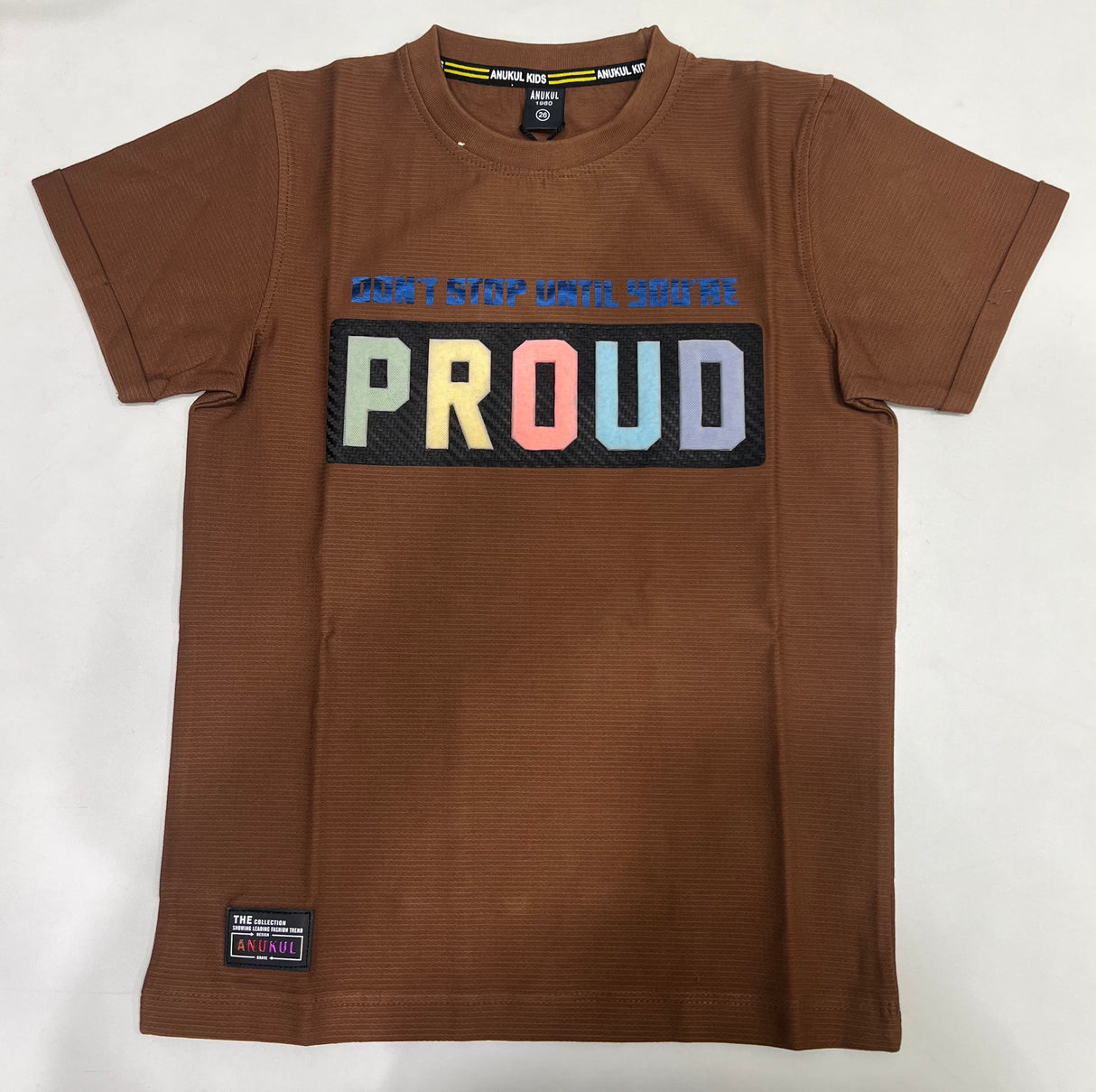 Kids Brown PROUD Print T-Shirt