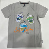 Kids Gray Coffee Shakes Print T-Shirt