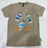 Kids Brown Coffee Shakes Print T-Shirt