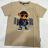 Kids cream Bear Graphic T-Shirt/regular cotton t-shirt