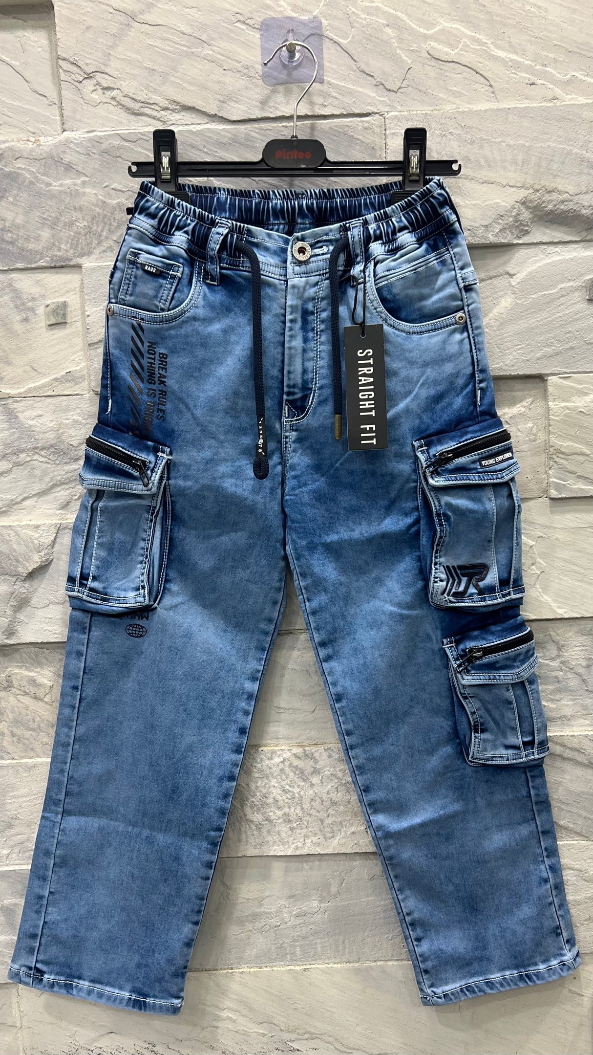 Boys Blue Denim Cargo Jeans – Straight Fit