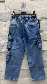 Boys Blue Denim Cargo Jeans – Straight Fit