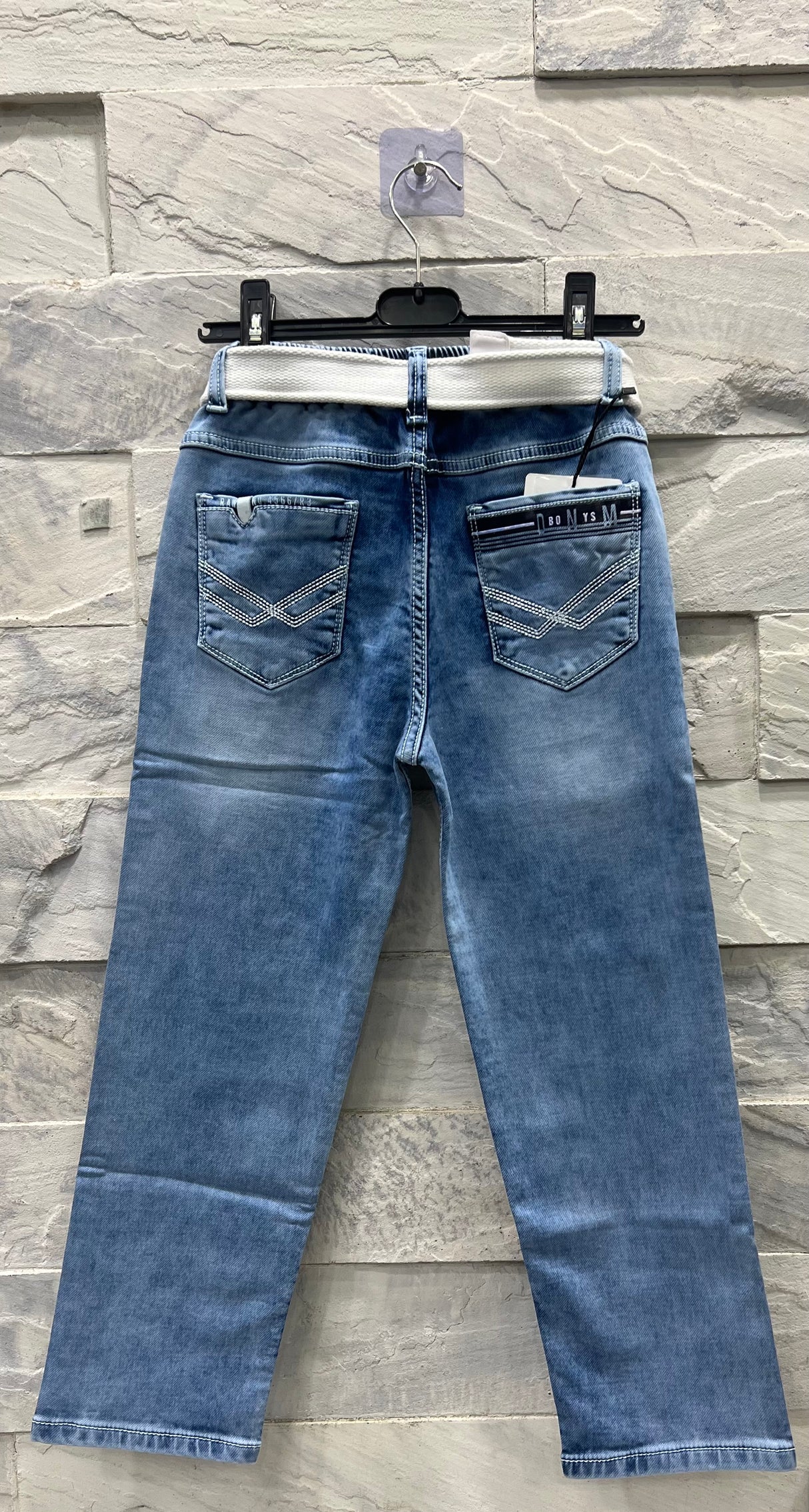 Boys Blue Denim Jeans – Straight Fit with White Belt