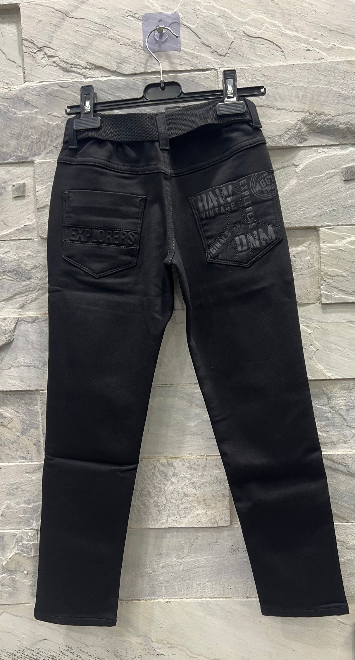 Boys’ Slim Fit Black Pants with Belt – Stylish Casual Wear
