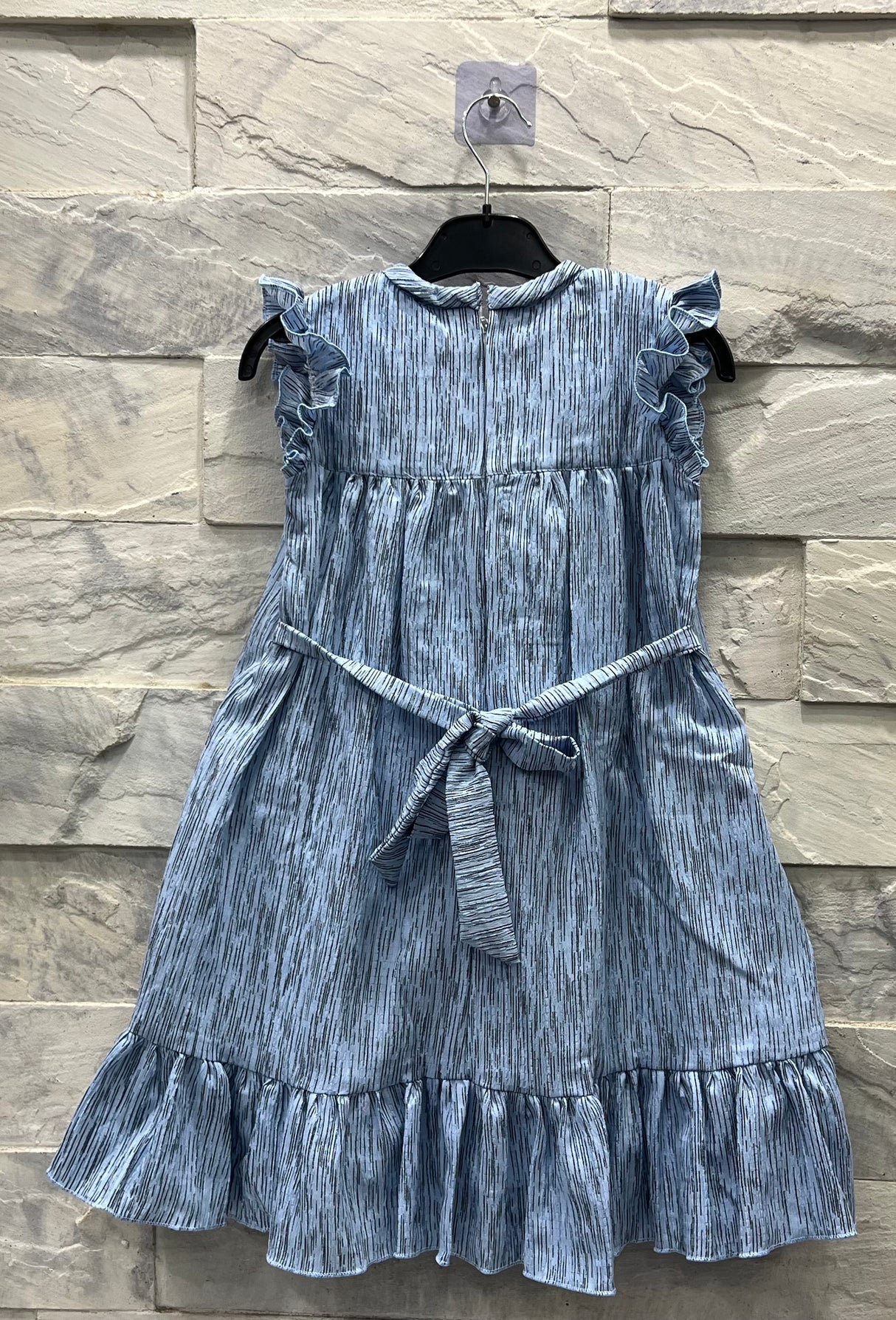 Girls Floral Printed Flared Dress – Blue