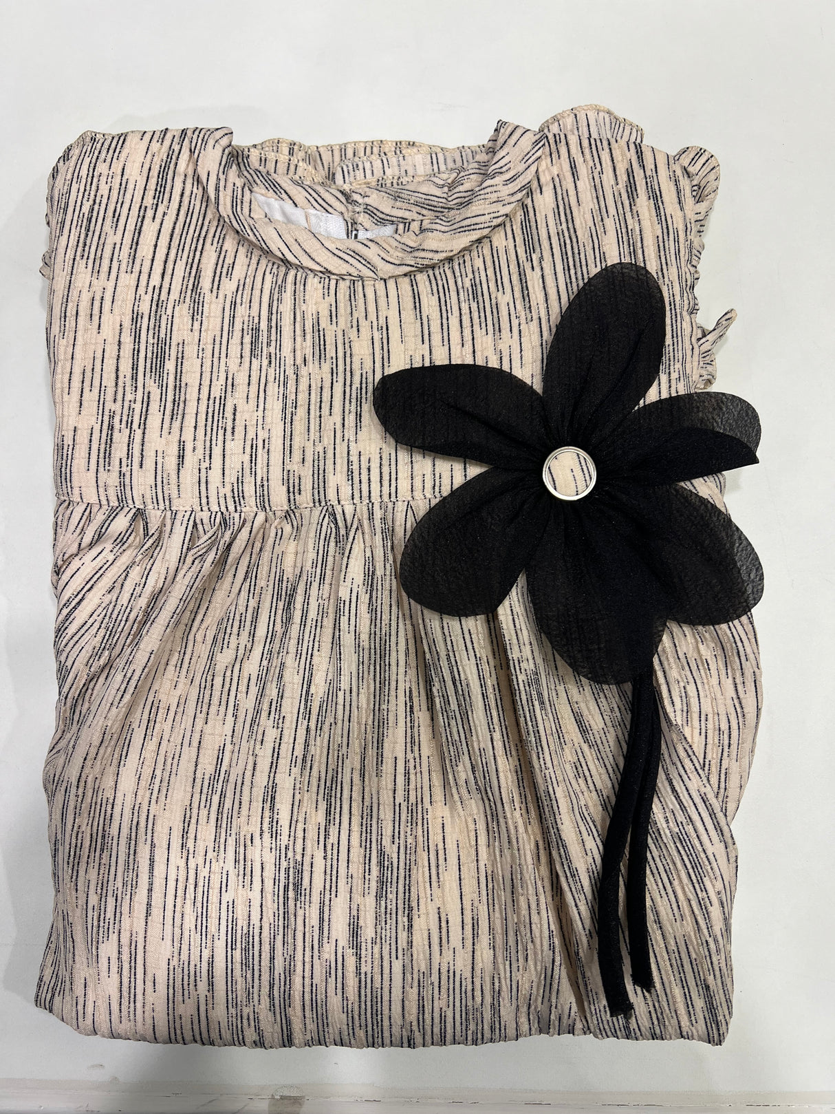 "Girls Floral Printed Flared Dress – cream"