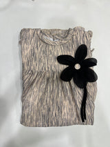 "Girls Floral Printed Flared Dress – cream"
