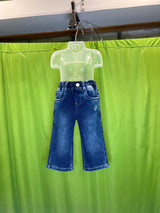 Boys' Dark Blue Straight Fit Denim Jeans with Contrast Khaki Belt