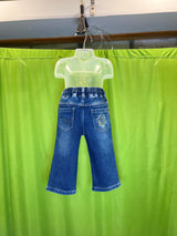 Boys' Dark Blue Straight Fit Denim Jeans with Contrast Khaki Belt