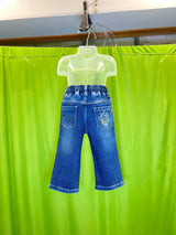 Boys' Dark Blue Straight Fit Denim Jeans with Contrast Khaki Belt