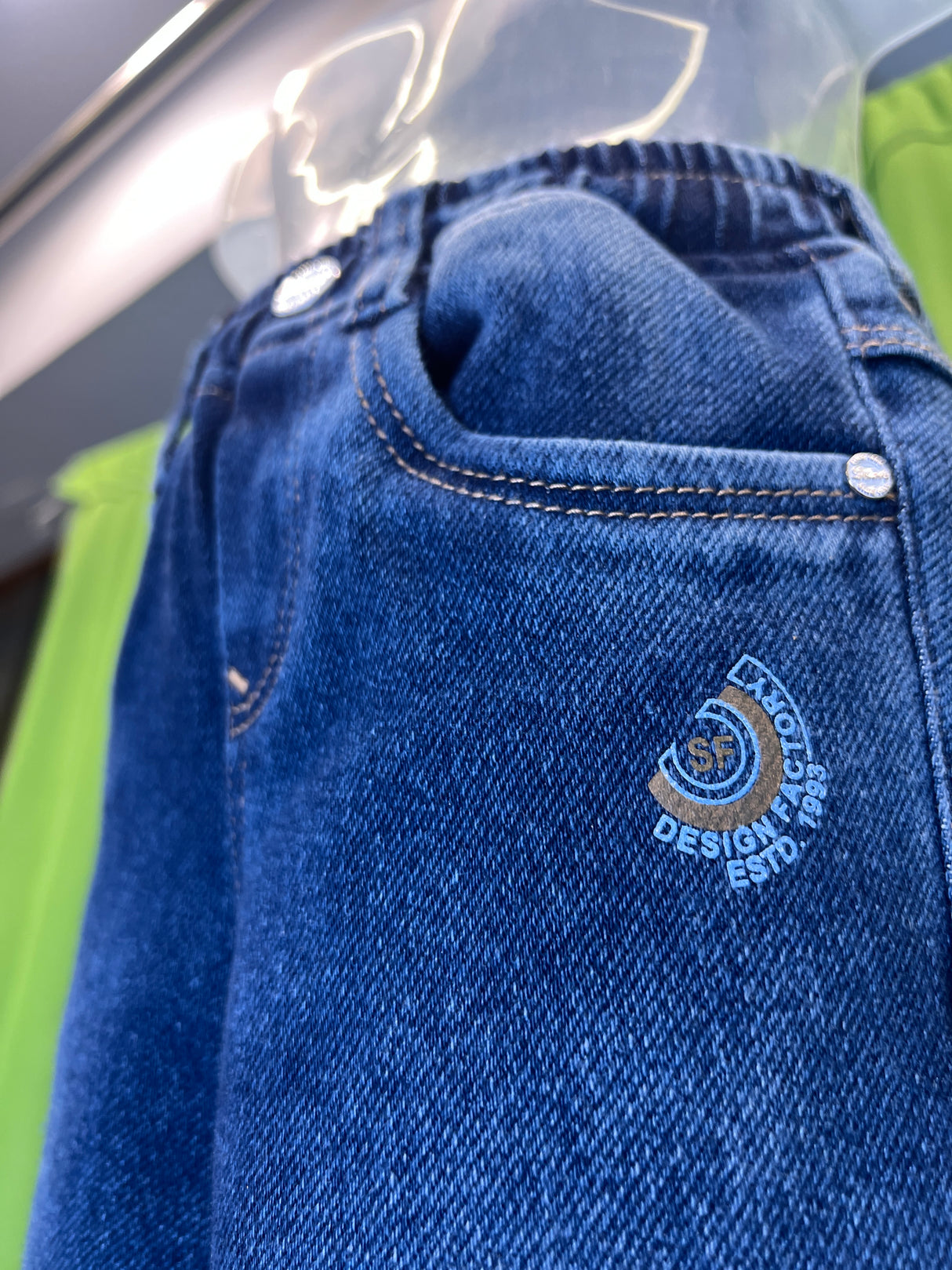 Boys' Dark Blue Straight Fit Denim Jeans with Contrast Khaki Belt