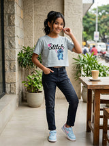 Girls Grey Stitch Graphic Tee