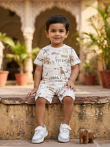 Boys Cream Jungle Adventure Printed Coord Set