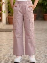 Girls' Stylish Pink Cargo Pants