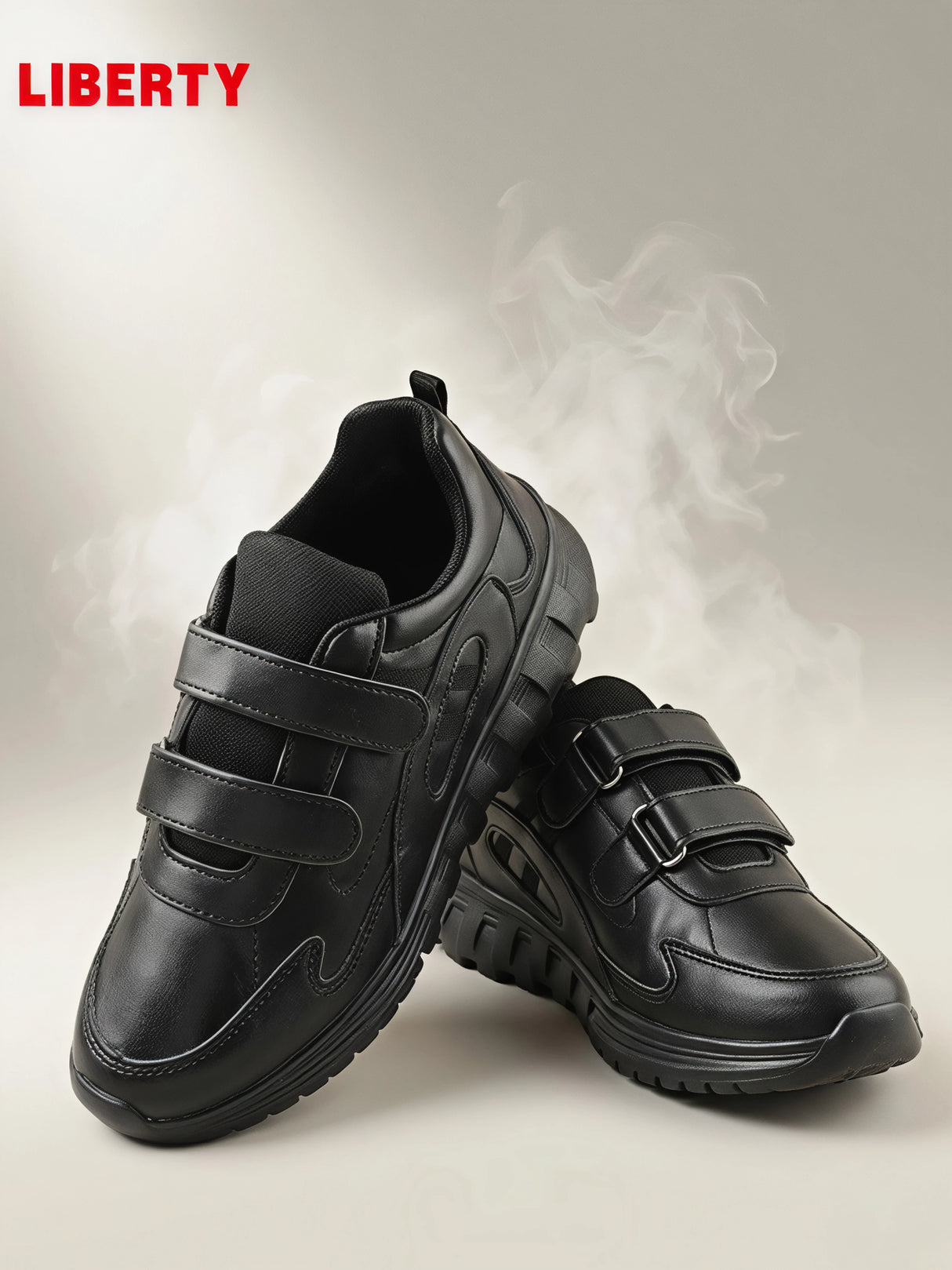 Liberty Force 10 Unisex Black Velcro School Shoes.