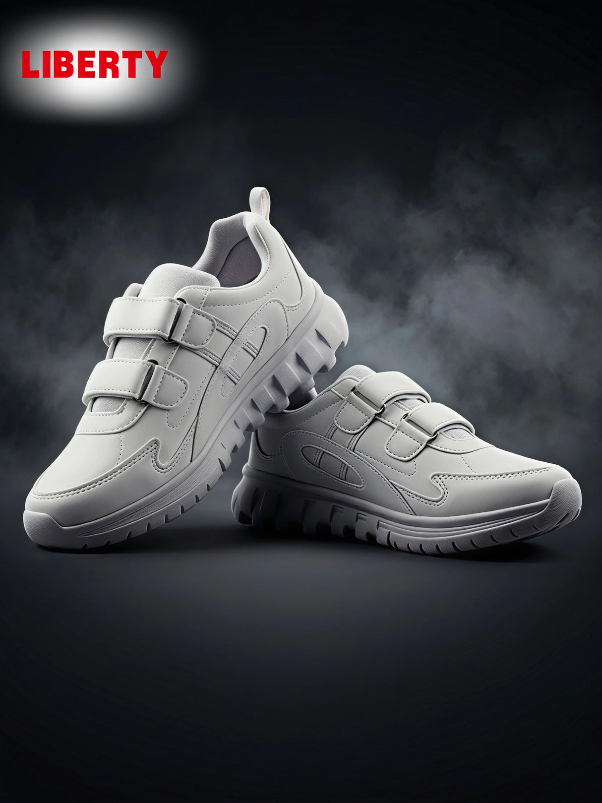 Liberty  Force 10 Unisex White Velcro School Shoes.