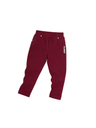 Pair of solid deep maroon/burgundy girls' casual pants/jeggings with an elastic waistband, small gold stud details, and a white vertical logo embroidery on the hip.