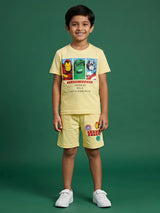 Boys Yellow Marvel Avengers Graphic Tee & Shorts Co-ord Set