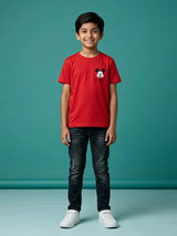 Boys Red Mickey Mouse Graphic Cotton T-Shirt
