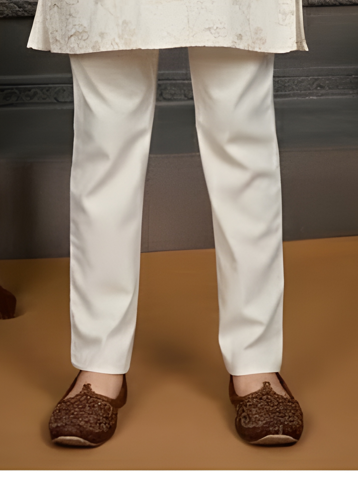 Boys' Cream Kurta Set with Pastel Floral Embroidered Nehru Jacket (Matching Set Available)