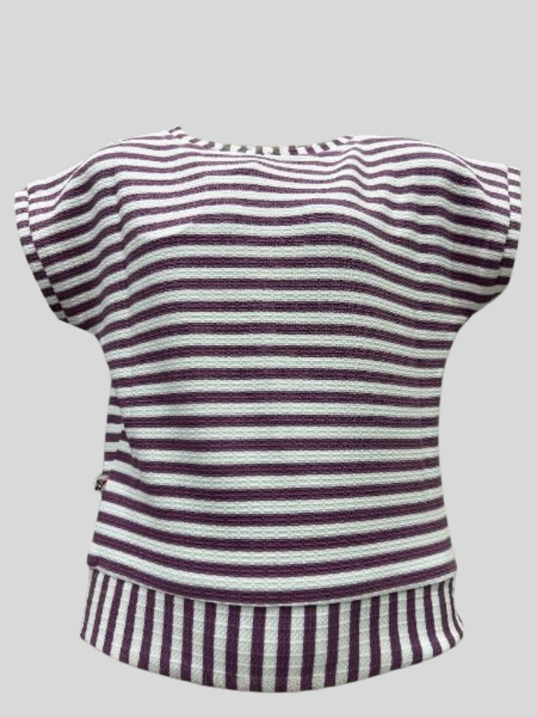 Girls’ Purple Striped Cartoon T-Shirt