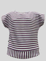 Girls’ Purple Striped Cartoon T-Shirt