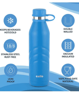 Cello Water Bottle Duro Crown Steel 1000 Ml Blue For Unisex