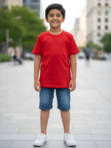 Boys' Classic Solid Red Cotton Crew Neck T-Shirt