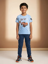 Boys casual light blue crew neck t-shirt in a solid color design