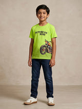 Boys Neon Green "Future on Mind" Motorcycle Graphic T-Shirt